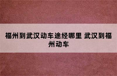 福州到武汉动车途经哪里 武汉到福州动车